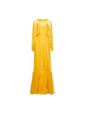 Sukienka długa z falbankami Gucci Żółta