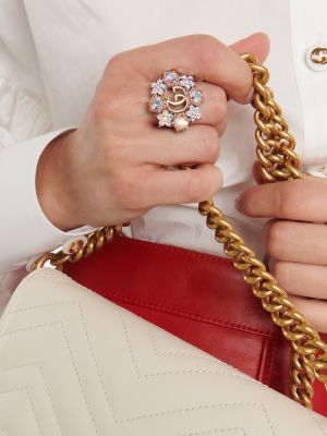 Prsten s cvjetnim printom Gucci ljubičasta