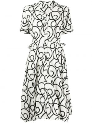 Plisované midi šaty s potlačou s abstraktným vzorom Jnby