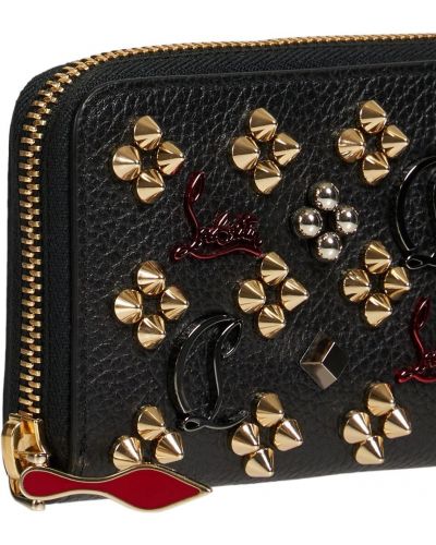 Kožená peňaženka s cvočkami Christian Louboutin čierna
