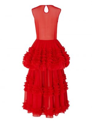 Sukienka koktajlowa z falbankami Molly Goddard czerwona