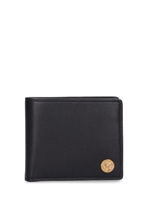 Usnjena denarnica z žepi Versace črna