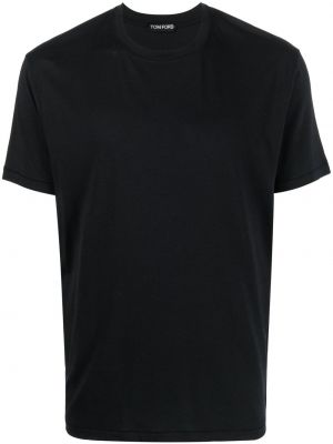 Lyocellové bavlnené tričko s okrúhlym výstrihom Tom Ford čierna