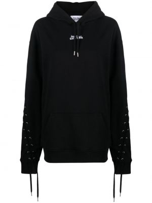 Kokvilnas kapučdžemperis ar šņorēm ar apdruku Jean Paul Gaultier melns