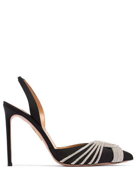 Pumps i satin med slingback Aquazzura svart