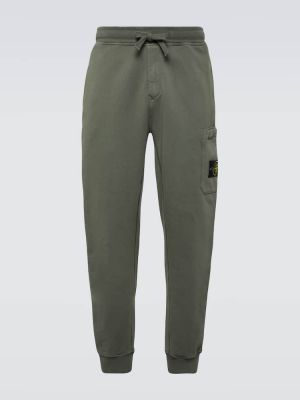 Pantaloni sport din bumbac Stone Island verde