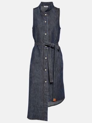 Джинсовое платье-рубашка асимметричного кроя LOEWE синий