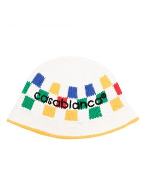 Kockovaná čiapka Casablanca biela