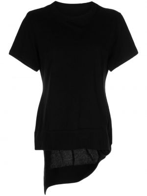 T-shirt en coton col rond Yohji Yamamoto noir