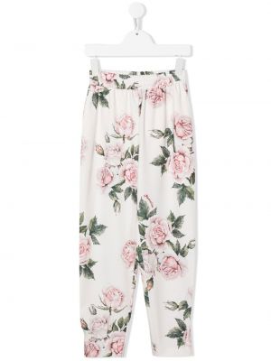 Pantaloni a fiori Monnalisa bianco