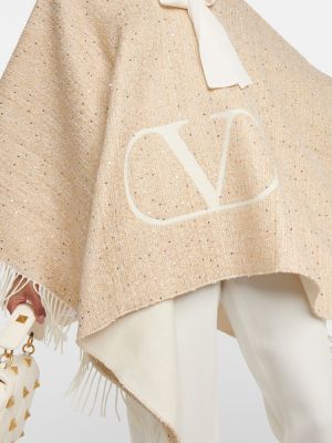 Poncho de lana de tejido jacquard Valentino dorado