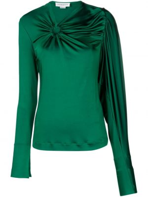 Asimetrična bluza s draperijom Victoria Beckham zelena