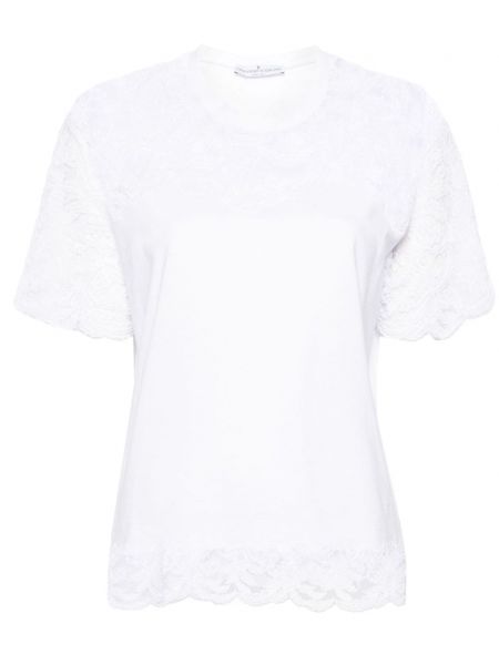 Bombažna majica s čipko Ermanno Scervino bela