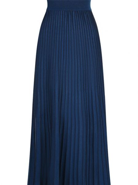 Кашемировая шелковая юбка миди Loro Piana синяя