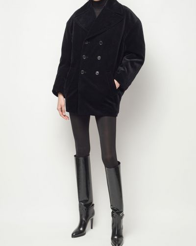 Aksamitny płaszcz oversize Saint Laurent czarny