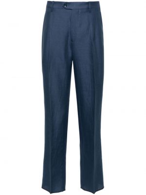 Lněné kalhoty Etro modré