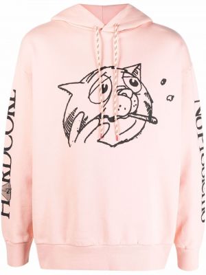 Hoodie con stampa Aries rosa