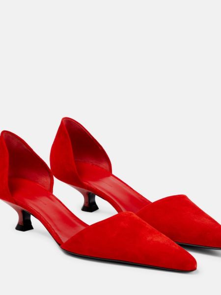 Велурени полуотворени обувки Khaite червено