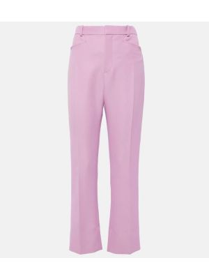 Slim fit volnene ravne hlače Tom Ford roza