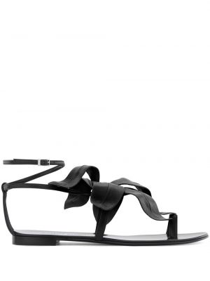 Květinové sandály bez podpatku Giuseppe Zanotti černé