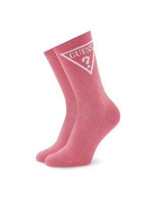 Ψηλές κάλτσες Guess ροζ