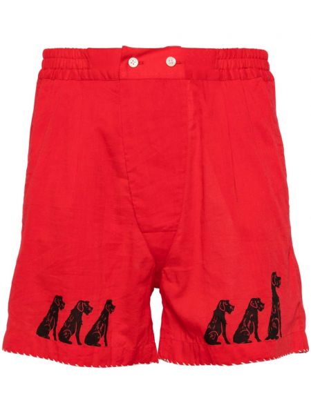 Pantaloni scurți din bumbac cu imagine Bode roșu