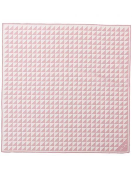 Foulard en soie à imprimé à motif géométrique Prada rose