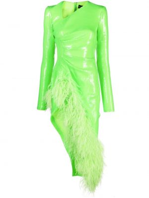 Midi šaty s flitry s výstřihem do v David Koma zelené
