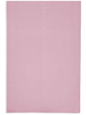 Жакардов копринен шал Ferragamo розово
