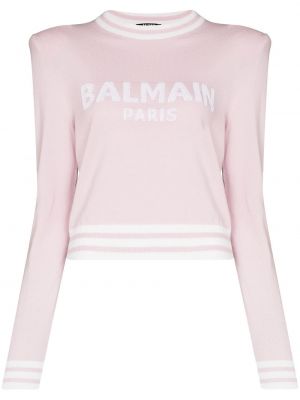 Brodert lang genser Balmain rosa