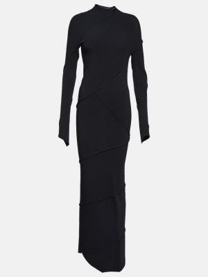 Трикотажное длинное платье Balenciaga черное