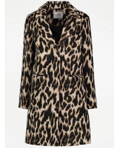 Демисезонное пальто на пуговицах леопардовое George