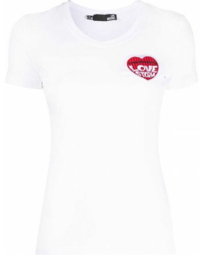 Brodert t-skjorte Love Moschino hvit