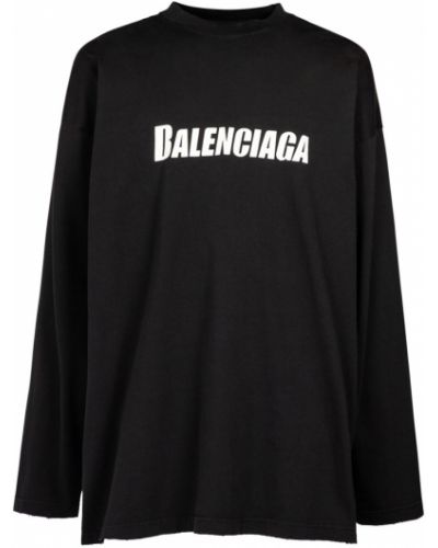 Oversized pamut póló Balenciaga fekete