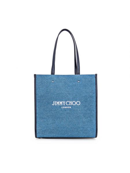 Shopperka skórzana Jimmy Choo niebieska