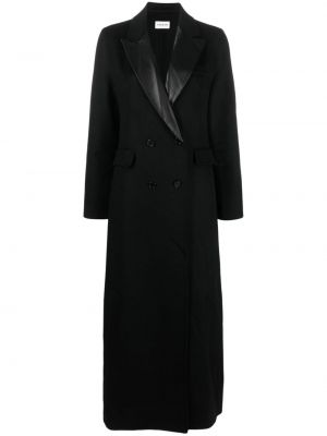 Μάλλινο δερμάτινο παλτό P.a.r.o.s.h. μαύρο