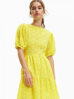 Sukienka mini bawełniana Desigual żółta