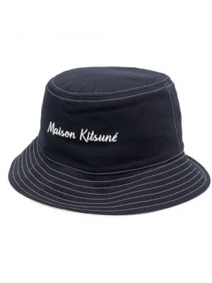Tikitud müts Maison Kitsuné sinine