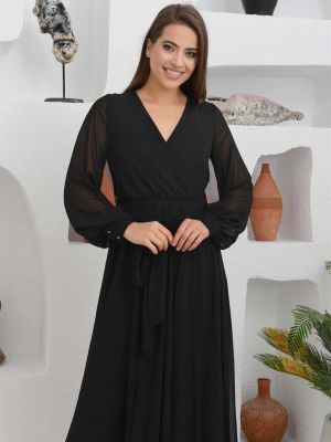 Šifonové večerní šaty Carmen černé