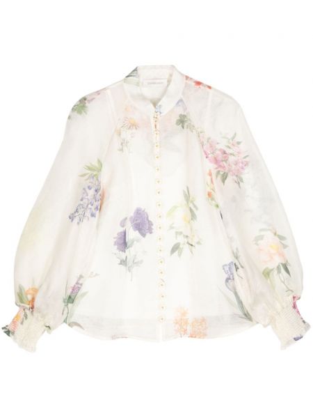Пухена блуза с копчета Zimmermann бяло