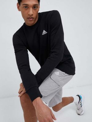 Памучен суитчър с апликация Adidas черно