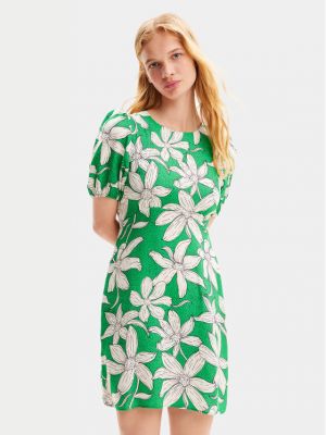 Kvetinové priliehavé kvetinové šaty Desigual zelená