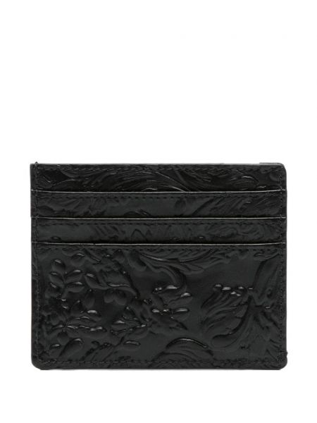 Portefeuille en cuir à imprimé Versace noir