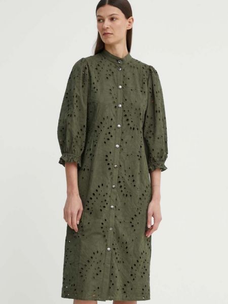 Pamučna mini haljina Bruuns Bazaar zelena