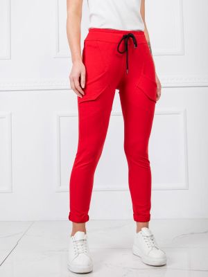 Памучни спортни панталони Fashionhunters червено