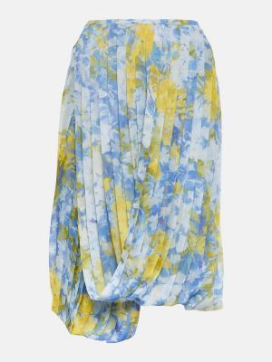 Květinové šifonové midi sukně s potiskem Dries Van Noten modré