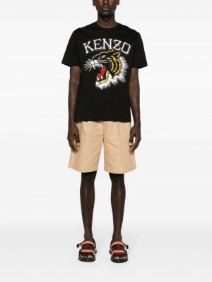 Bavlněné tričko s tygřím vzorem Kenzo černé