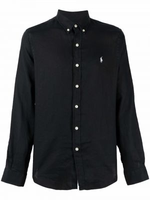 Czarna koszula na guziki puchowa z nadrukiem Polo Ralph Lauren