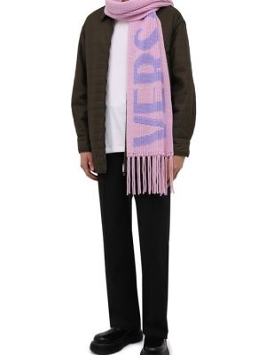 Шерстяной шарф Versace розовый