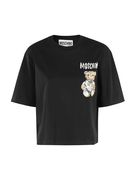 Koszulka z dżerseju Moschino czarna